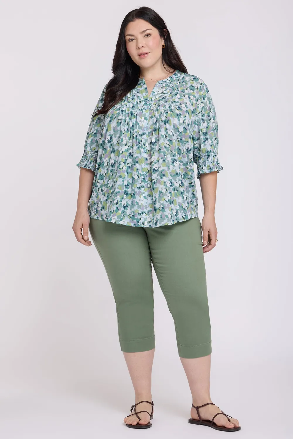 NYDJ Plissee-Bluse Kurzarm Bloomington Plus