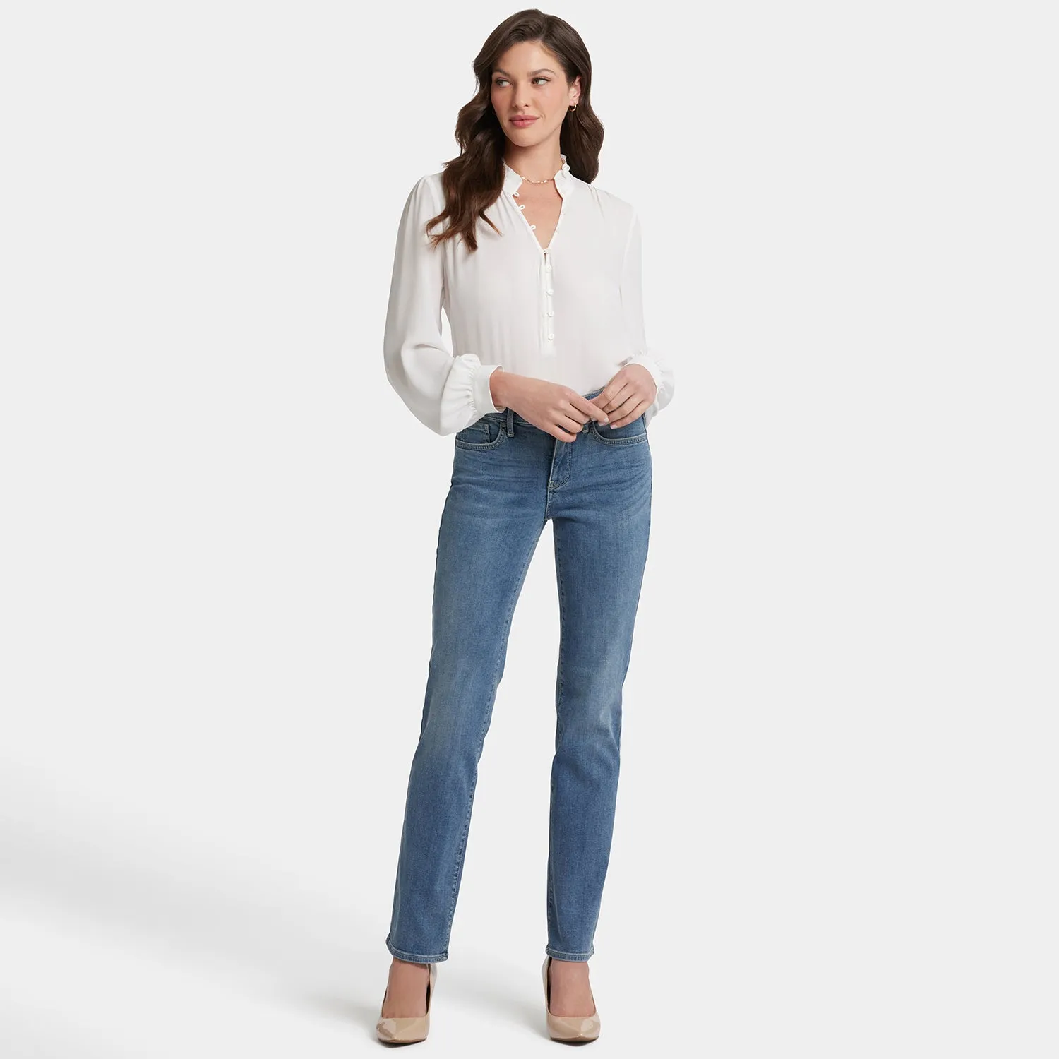 NYDJ Marilyn Straight Jeans Petite Heyburn Wash gerader Schnitt