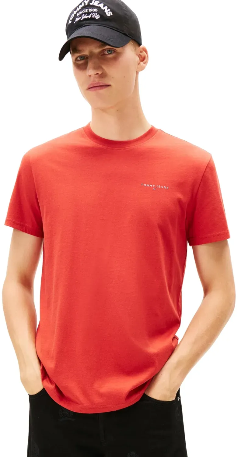 Tommy Jeans Linear Chest Herren T-Shirt Slim Schwarz M