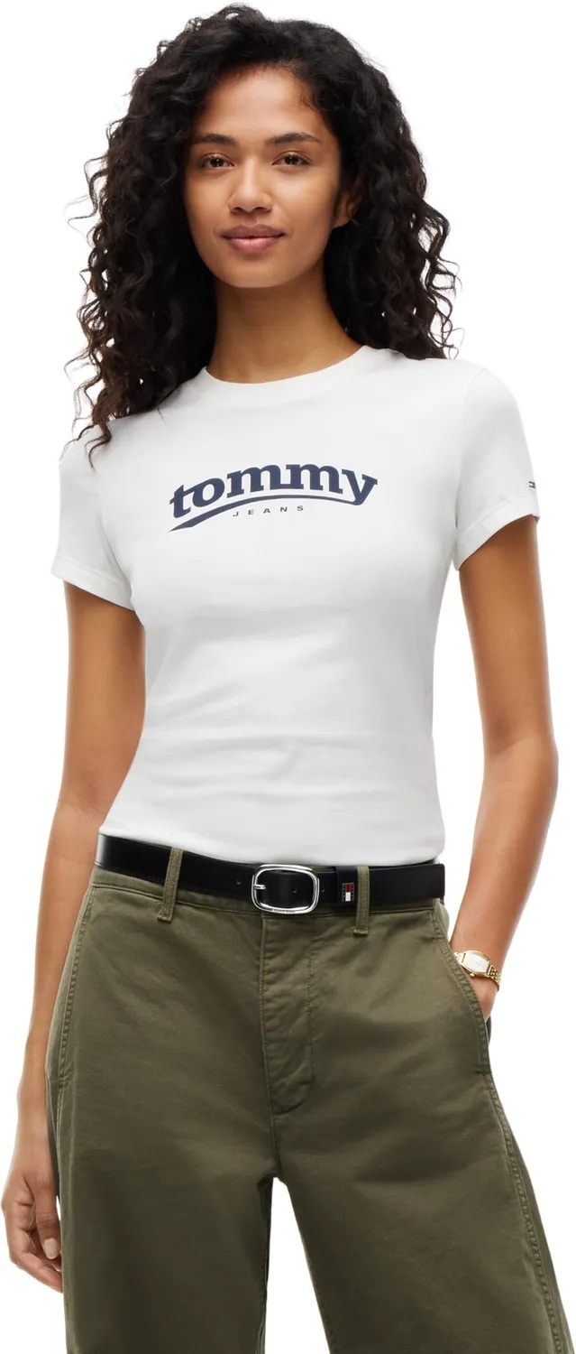 Tommy Jeans Slim ESS Logo Kurzarmshirt Baumwolle
