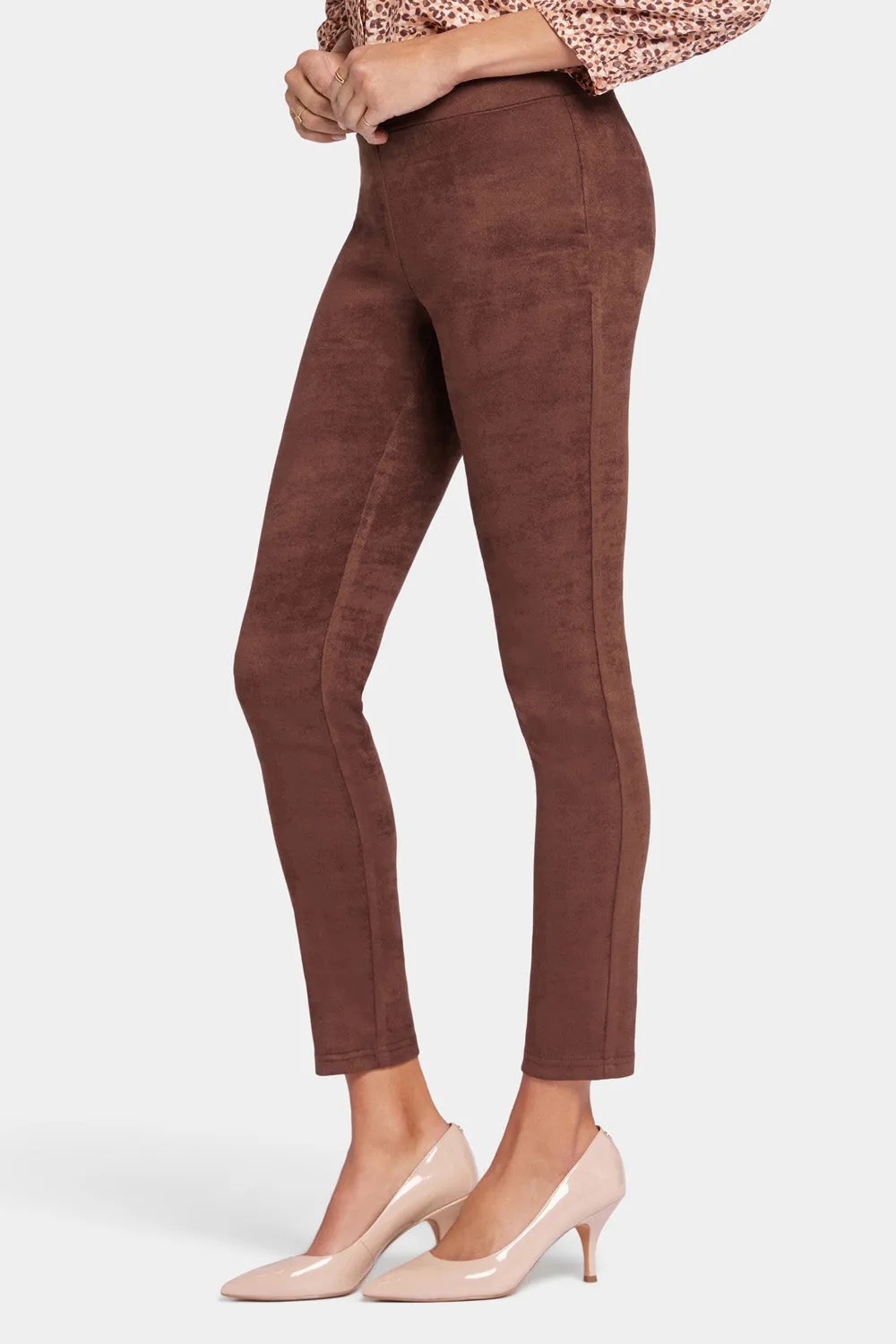 NYDJ Basic Legging Hose Dunkelbraun Wildlederoptik