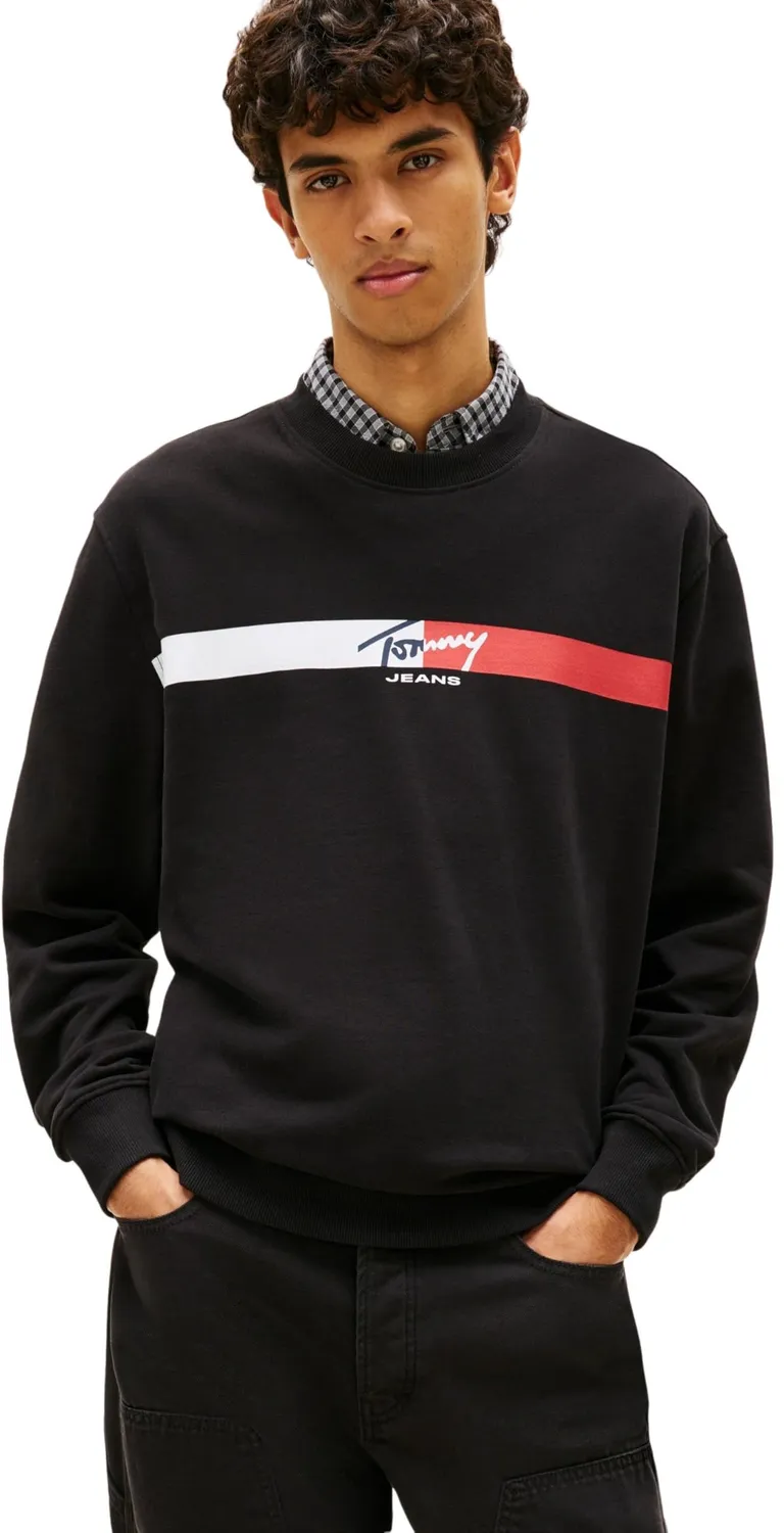 Tommy Jeans TJM Sign Stripe DM0DM23019 Sweatshirt schwarz