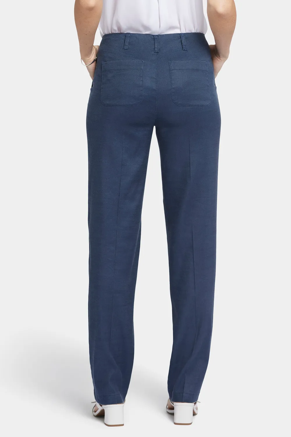 NYDJ Marilyn Straight Pants in Petite Hose Oxford Navy Leinen