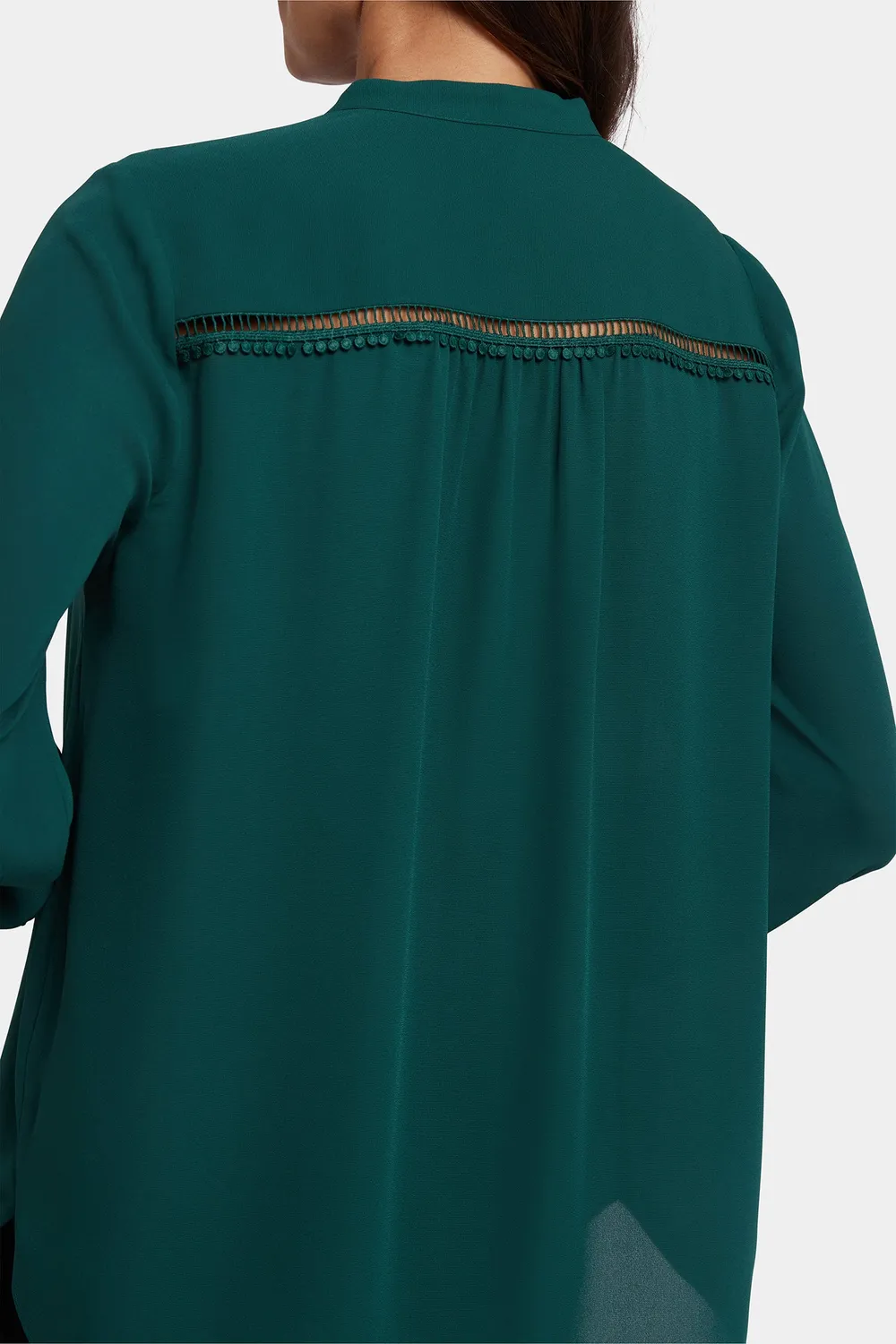 NYDJ Janie Bluse Pine Forest Langarm Knopfleiste