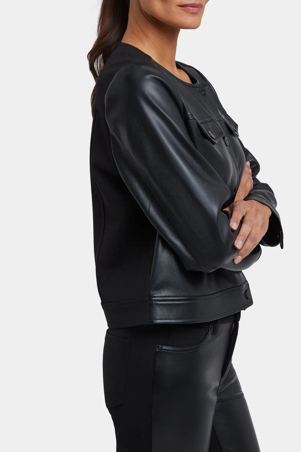 NYDJ Vanessa Jacke Schwarz Kunstleder