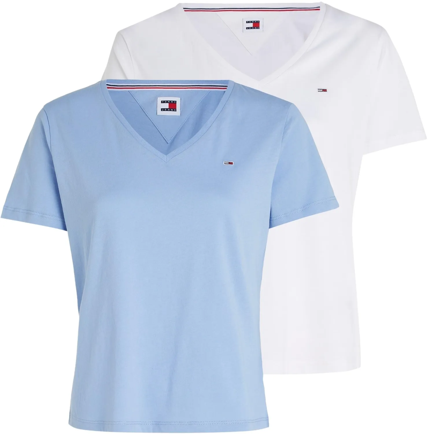 Tommy Jeans TJW V-Neck T-Shirt 2er Pack weiß-blau