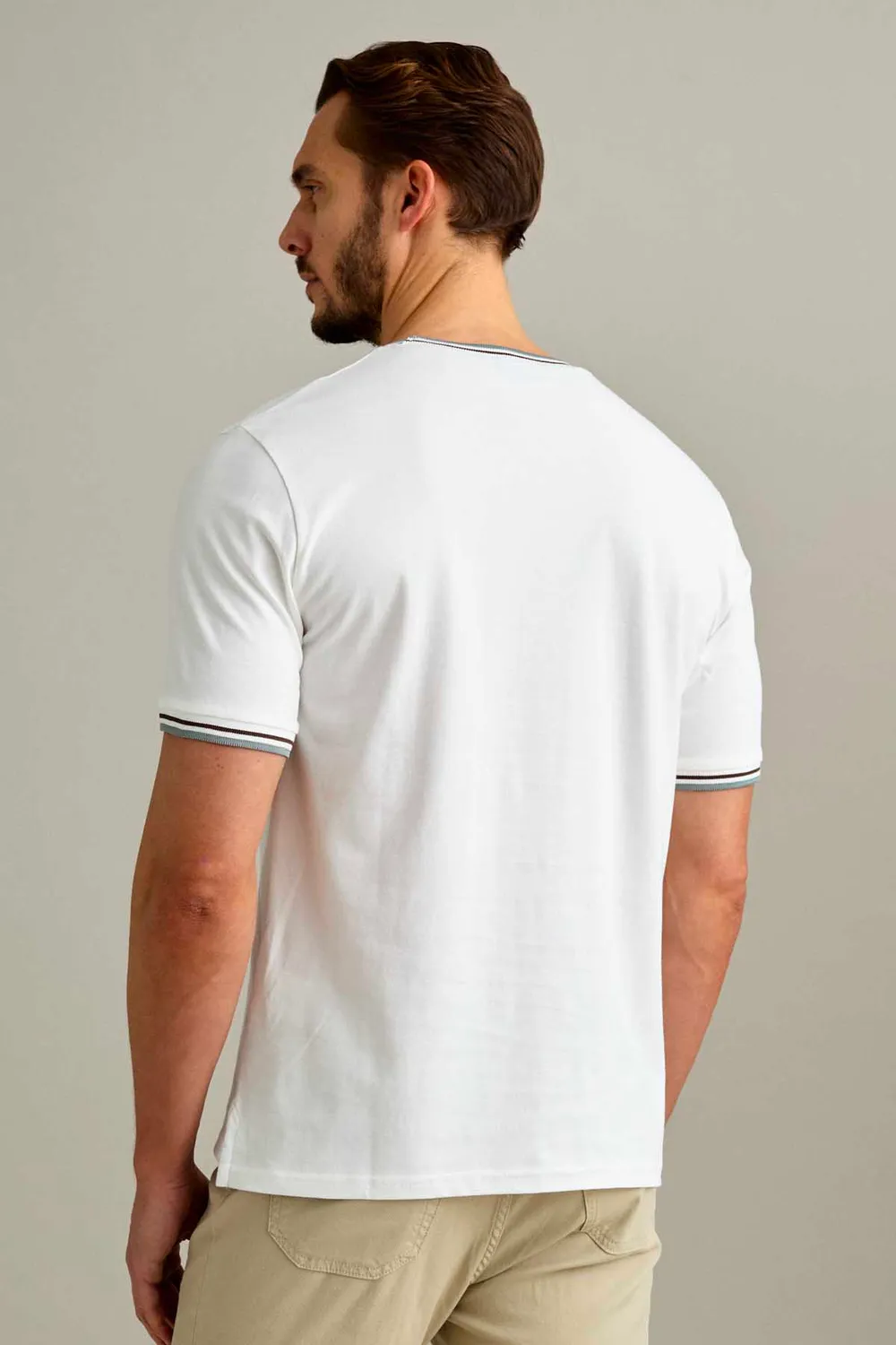 Jeckerson Piquet T-Shirt Herren weiß Kurzarm Baumwolle