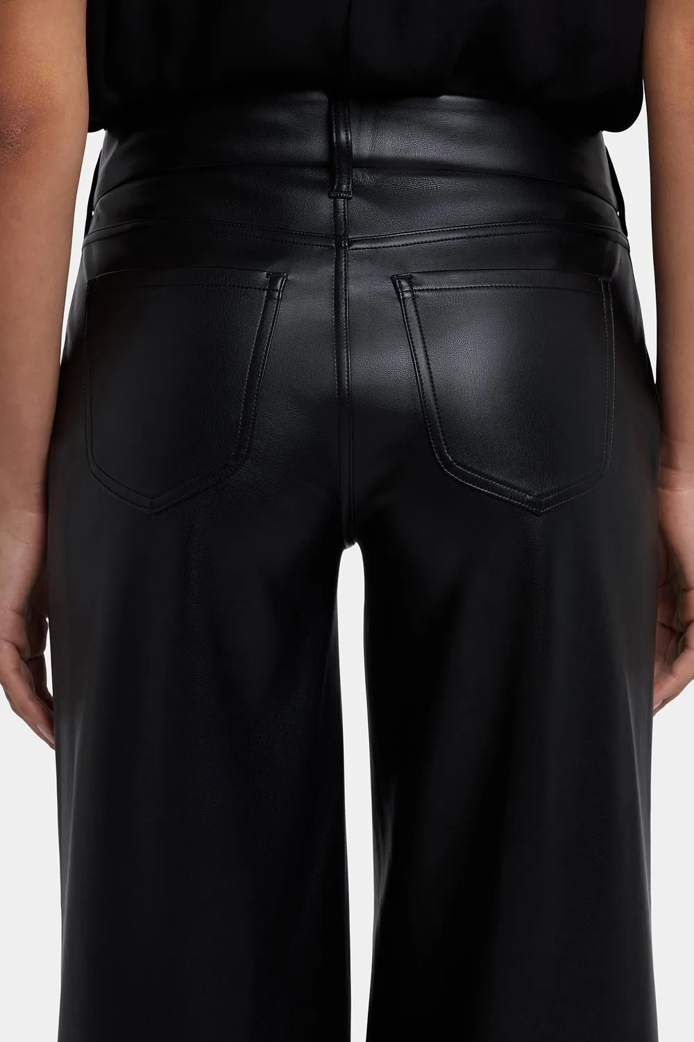 NYDJ Vegan Leder Hose schwarz Wide Leg Stretch