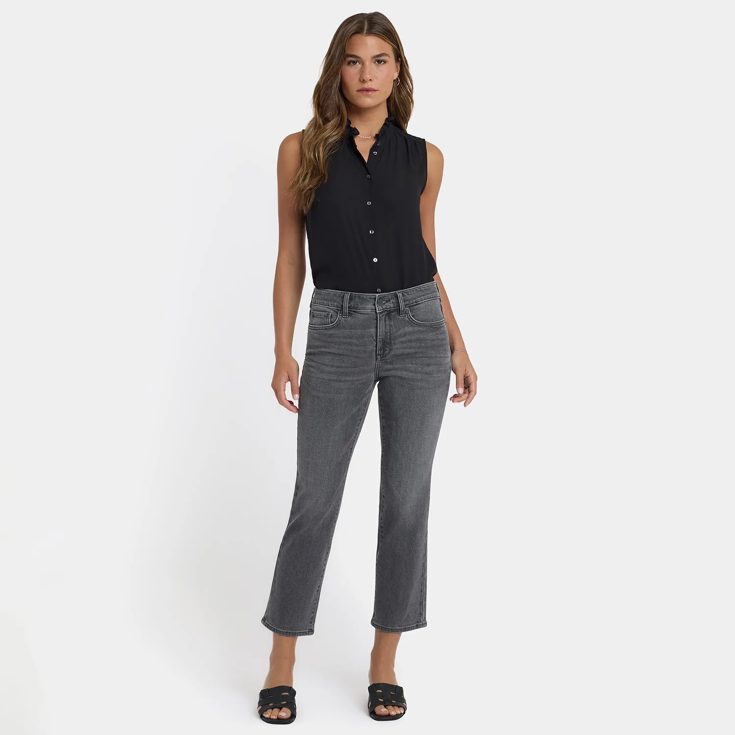 NYDJ Marilyn Straight Ankle Jeans Dusty Ash Grau