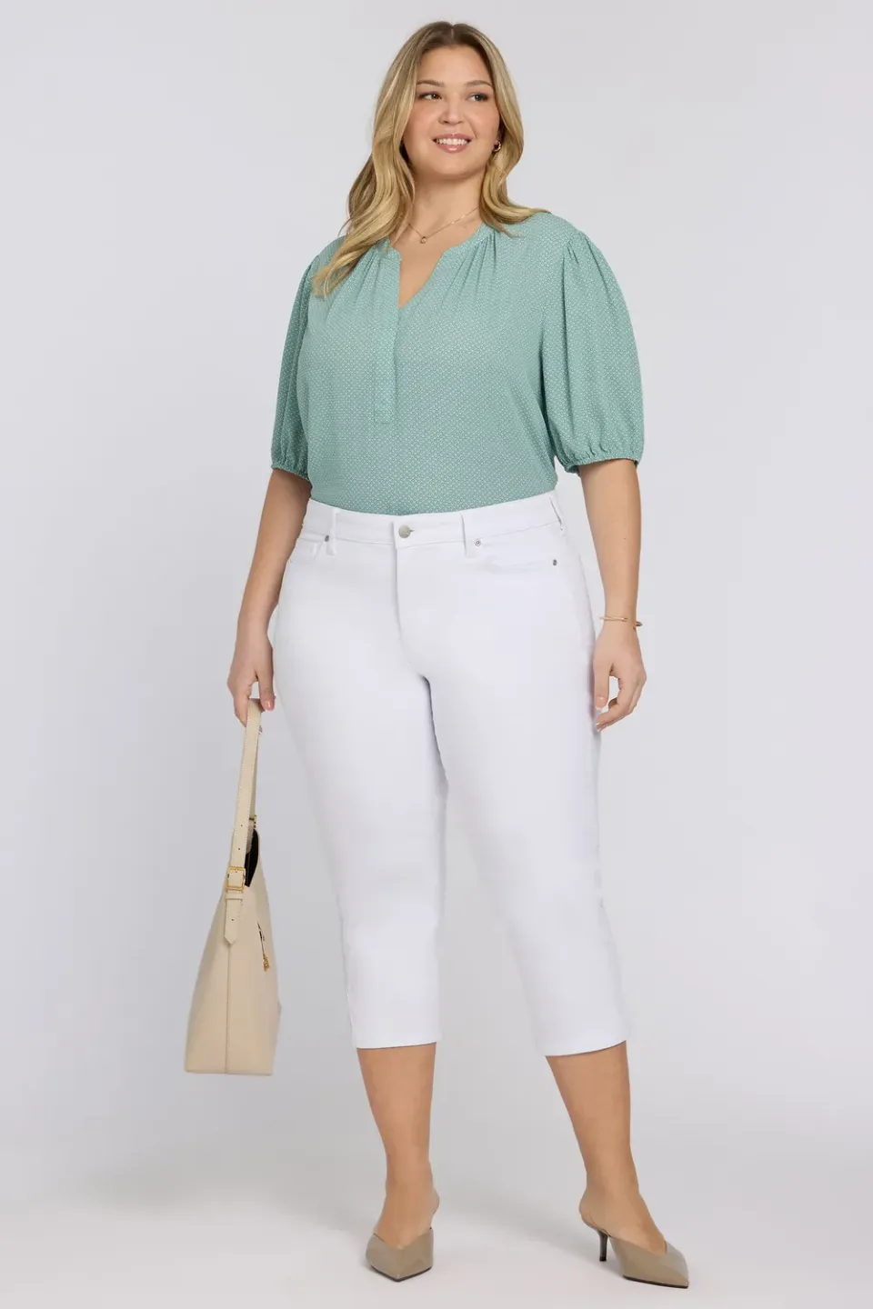 NYDJ Chloe Capri Plus Size Jeans Optic White Kühl-Denim