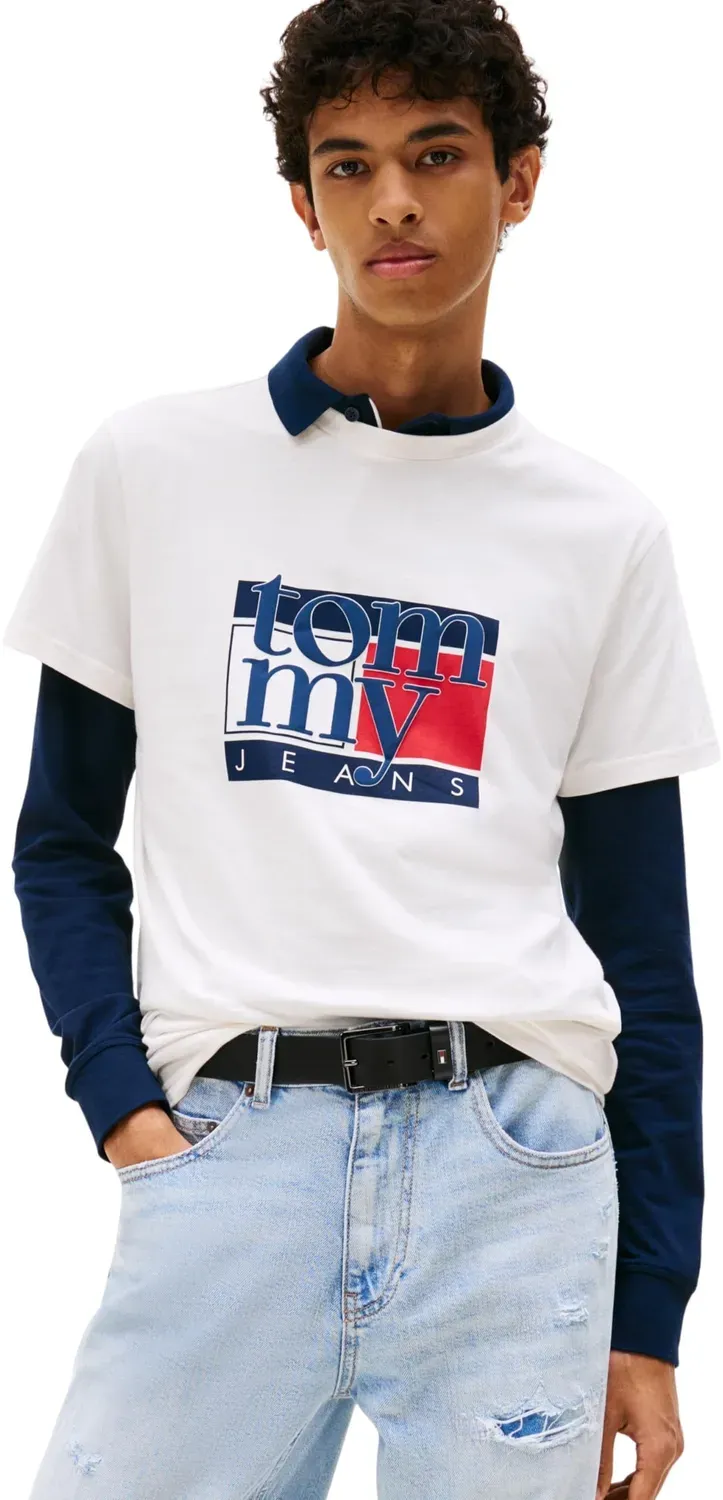 Tommy Jeans TJM Slim RWB Flag Tee T-Shirt Herren Slim