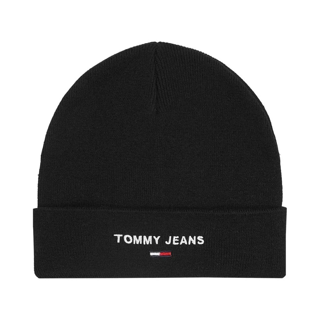 Tommy Jeans Sport Beanie Herren Strickmütze Grau Rippstrick