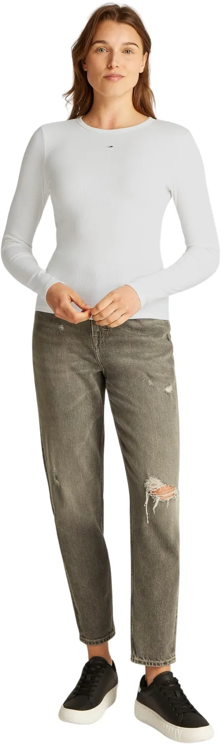 Tommy Jeans Essential Langarmshirt Damen Slim Fit Baumwolle