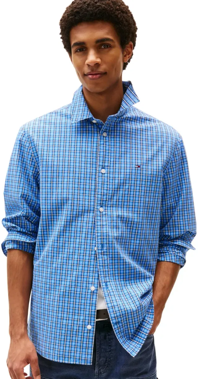 Tommy Jeans TJM Essnt Poplin Herren Hemd XXL Check Blau