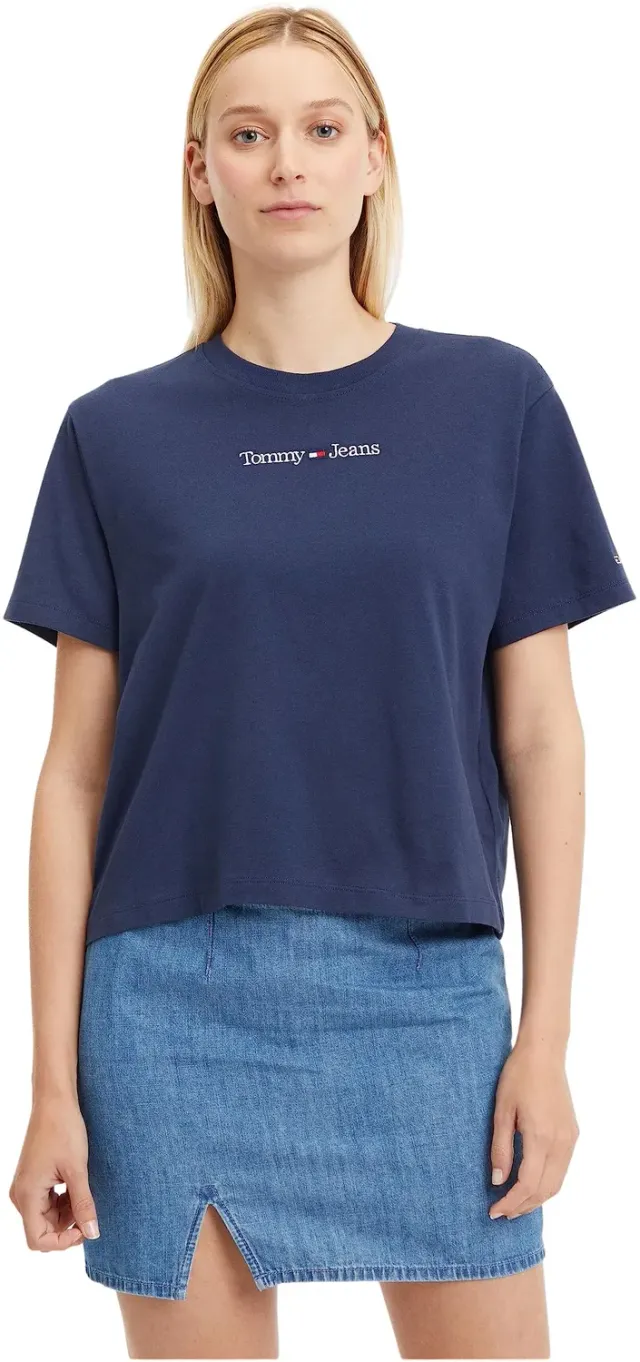 Tommy Jeans Serif Linear Tee Damen T-Shirt XL Twilight Navy