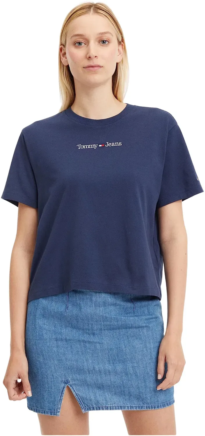 Tommy Jeans Serif Linear Tee Damen T-Shirt XL Twilight Navy