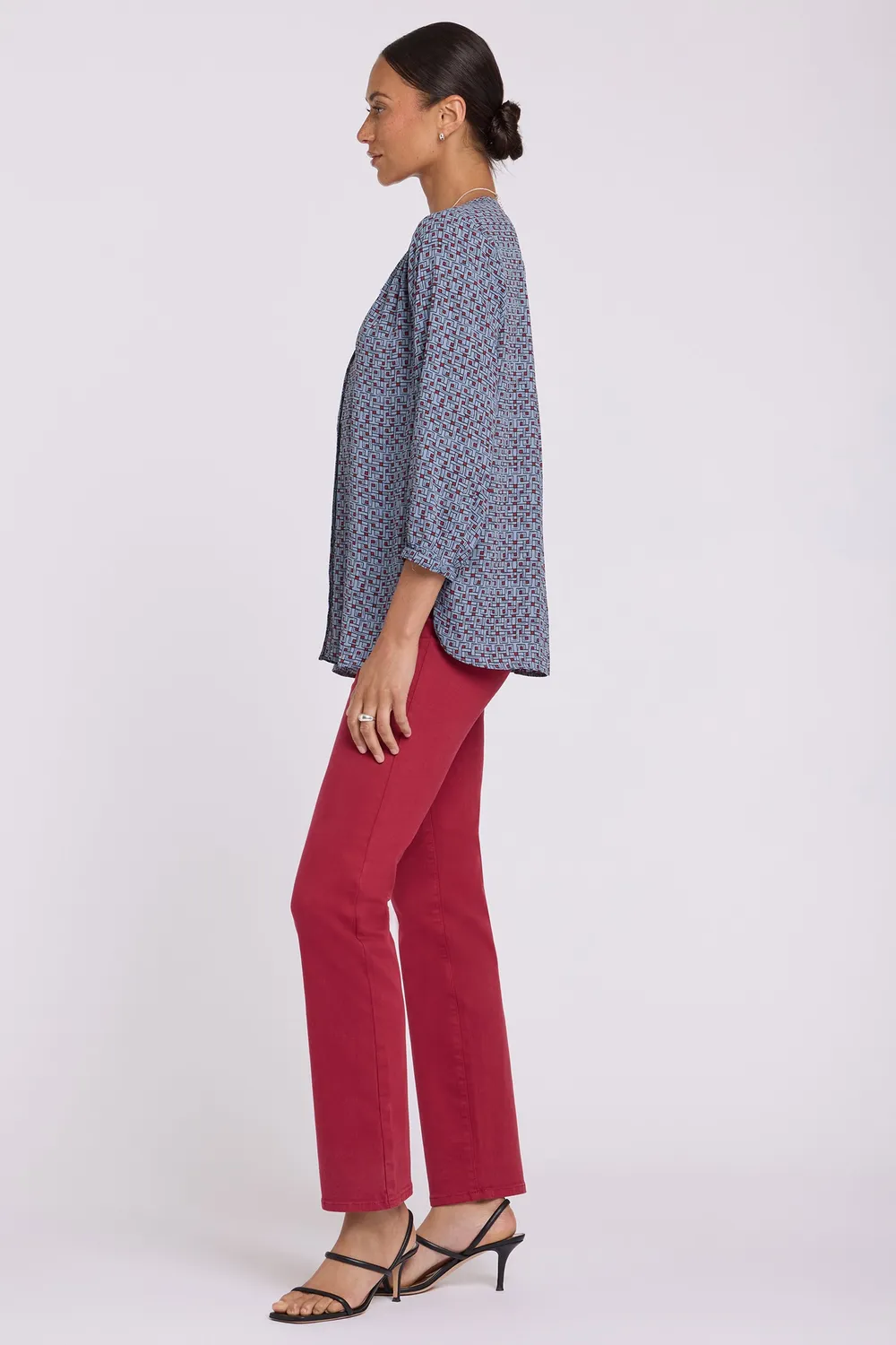NYDJ Pintuck Bluse Gillian Geo gemustert