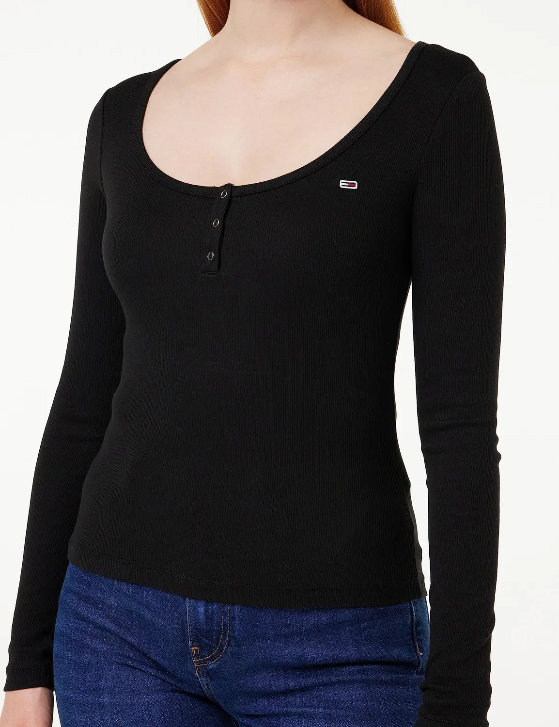 Tommy Jeans Slim Button Rib Strickpullover Ripp 1er