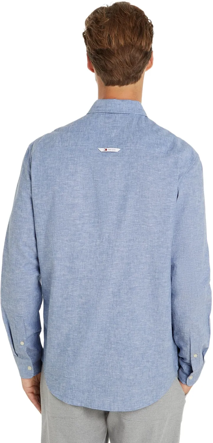 Tommy Jeans Linen Blend Herren Hemd Blau Charmed Gr. S Leinen