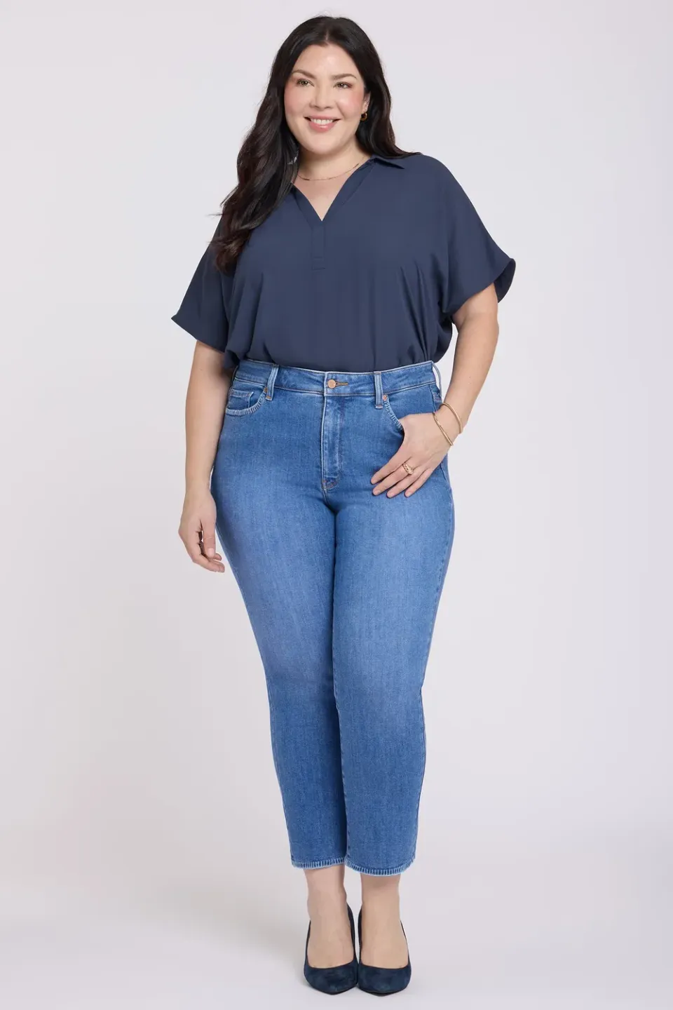 NYDJ Marilyn Straight Ankle Jeans Blue Paradise Plus