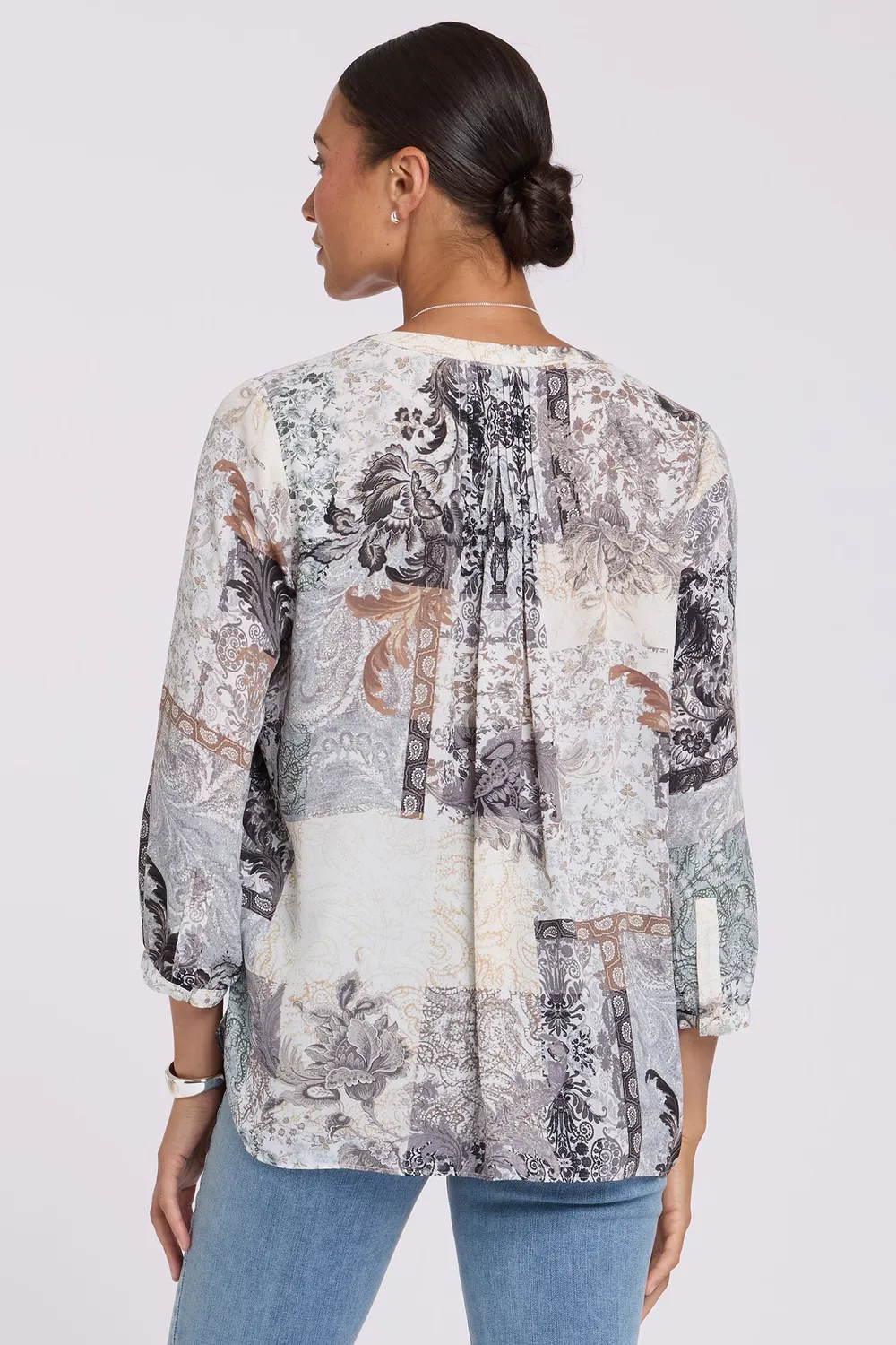 NYDJ Pintuck Bluse Saint-Yon grau