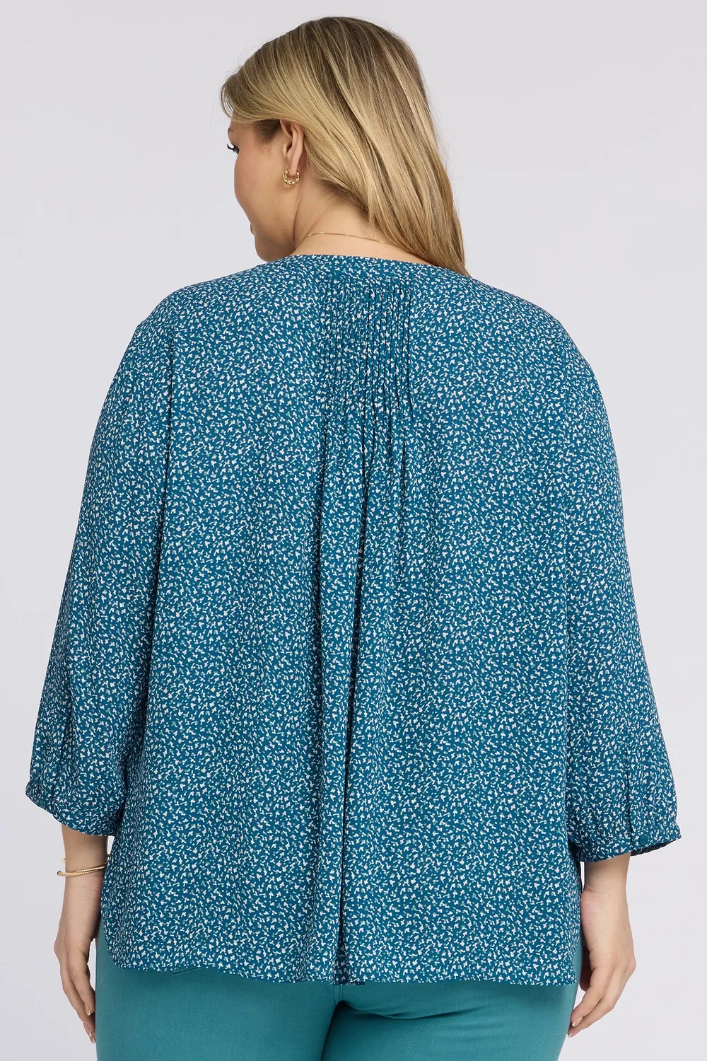 NYDJ Pintuck Plus Bluse Dune Ditsy 3/4-Arm