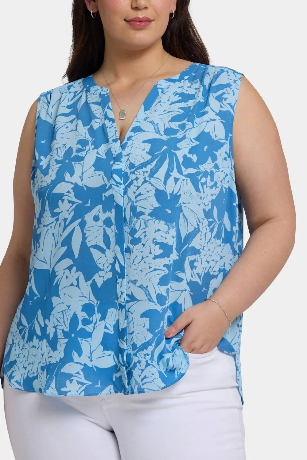 NYDJ Pintuck ärmellose Plus Bluse Bellavista floral