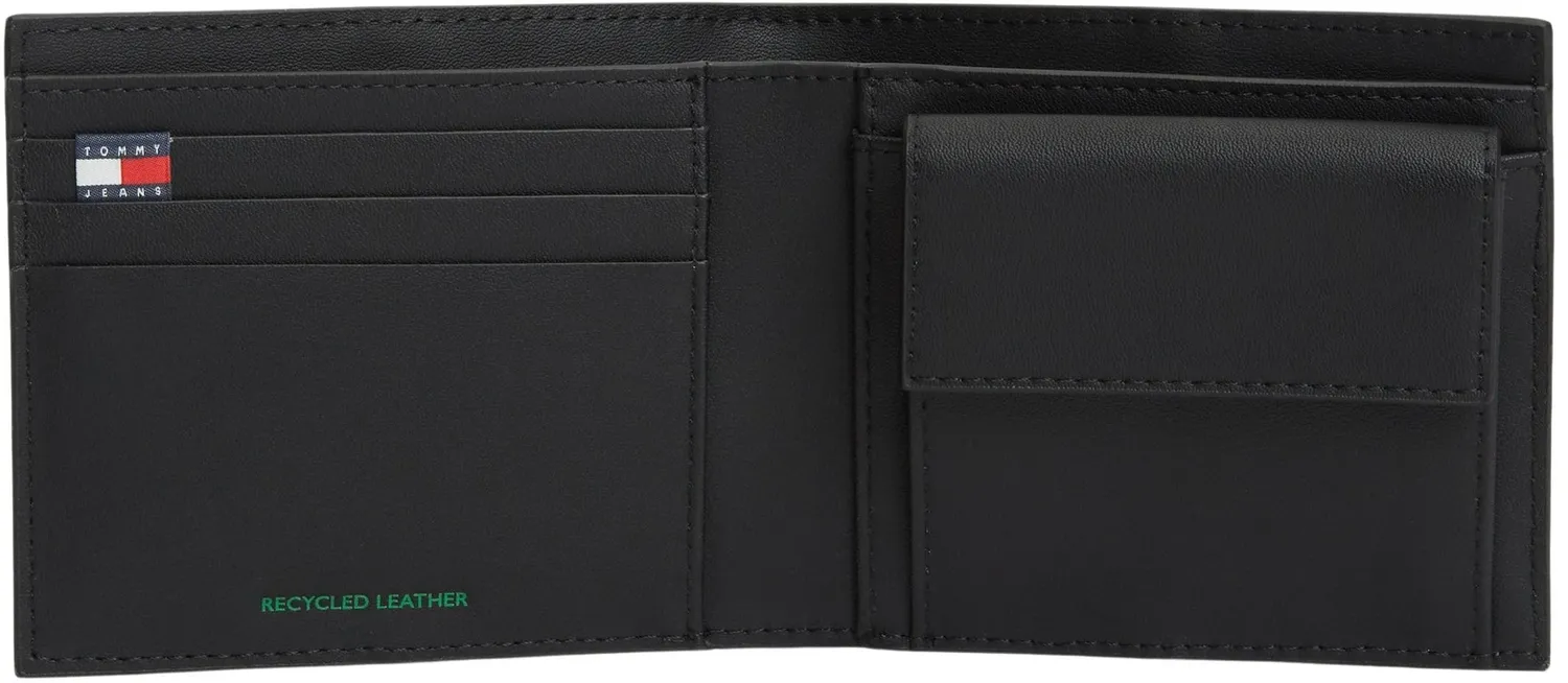 Tommy Jeans Heritage Leather Geldbeutel schwarz Leder Münzfach