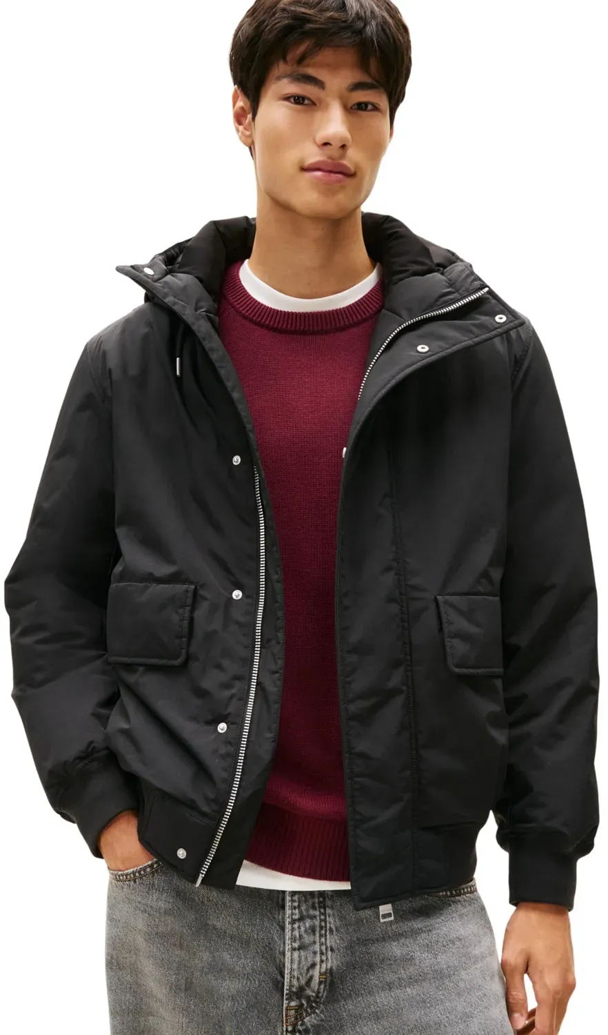 Tommy Jeans City Ready Herren Bomberjacke L mit Kapuze