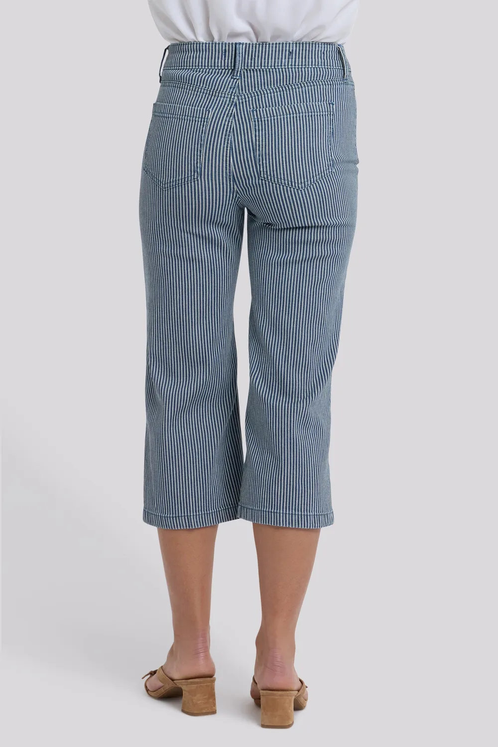 NYDJ Coco Wide Leg Crop Jeans Malaga Stripe Stretch