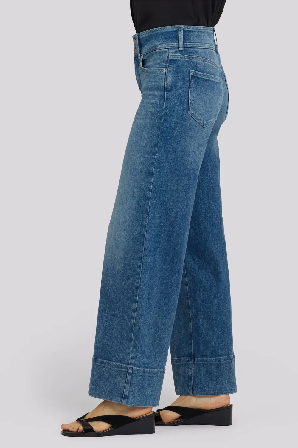 NYDJ Teresa Wide Leg Jeans Breezy Palms Indigo Stretch