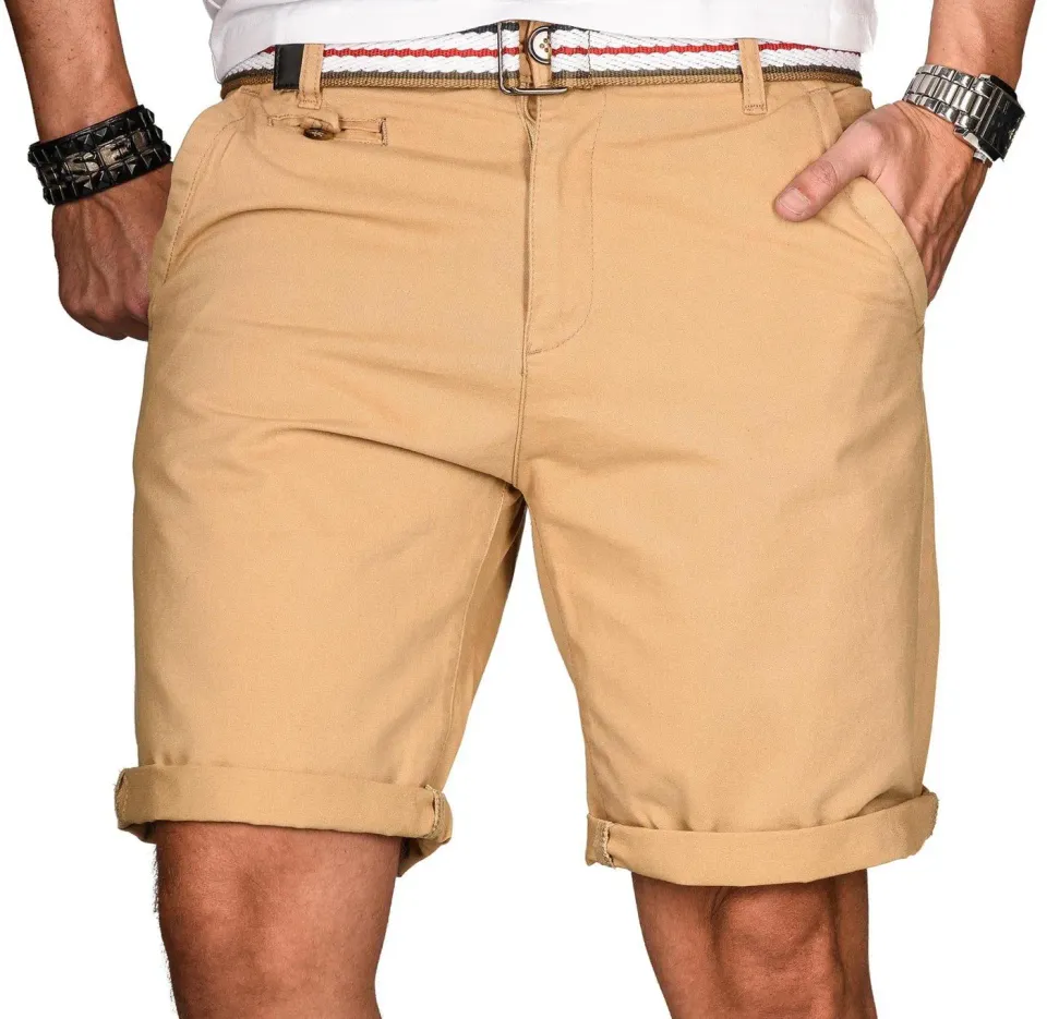 Alessandro Salvarini AS-096 Bermuda Shorts Navy mit Gürtel Baumwolle