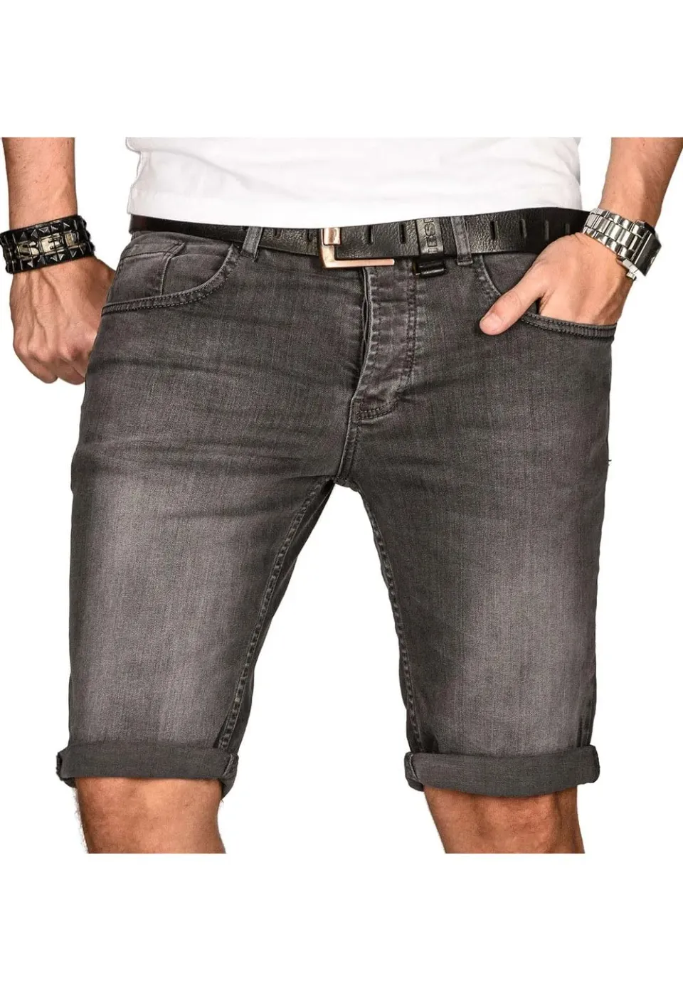 Alessandro Salvarini Jeansshorts Slim 31W Hellblau Washed