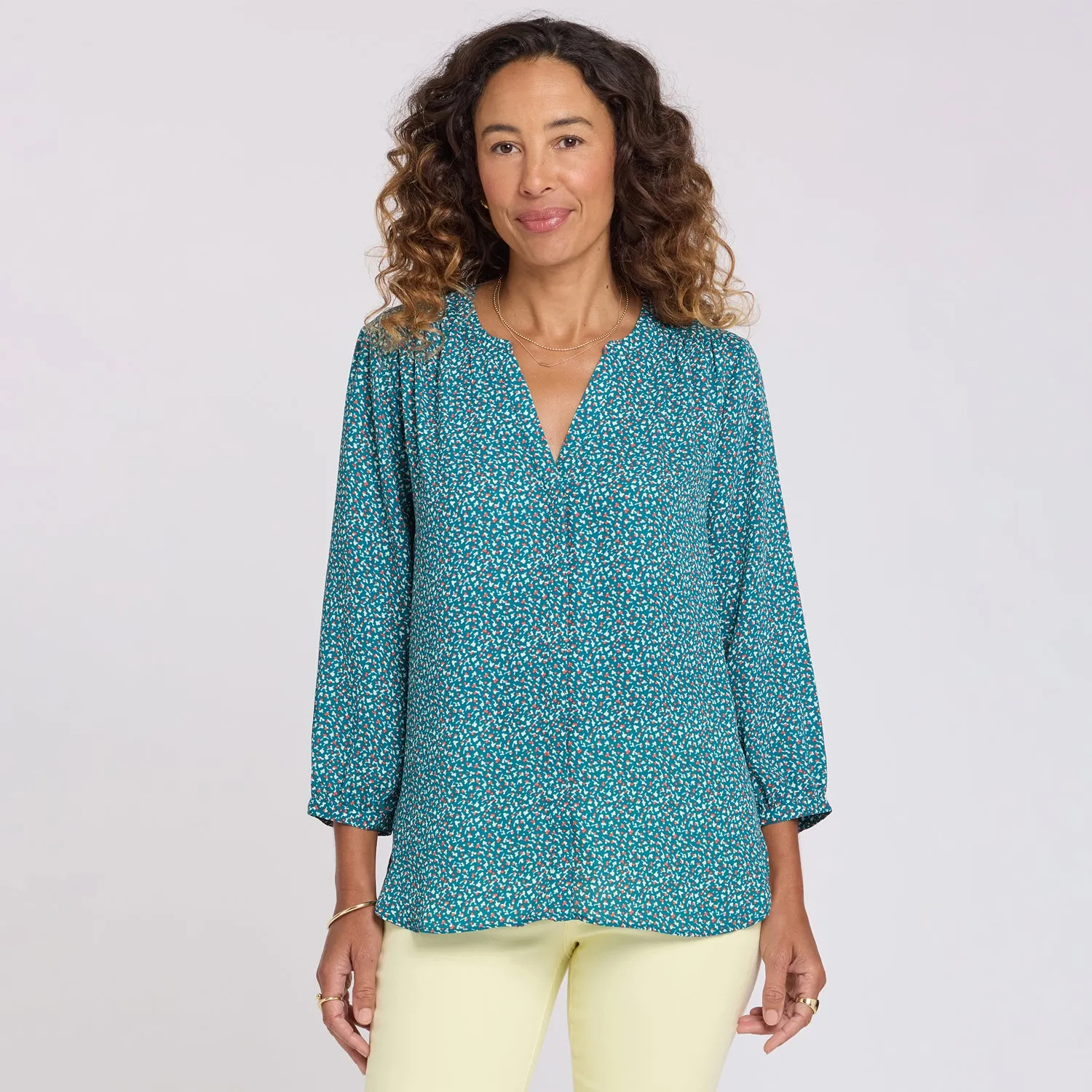 NYDJ Pintuck Bluse Darcy Ditsy 3/4-Arm