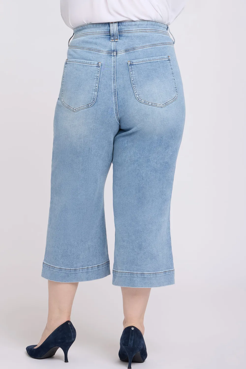 NYDJ Brigitte Wide Leg Capri Jeans Plus Size Mist Springs blau