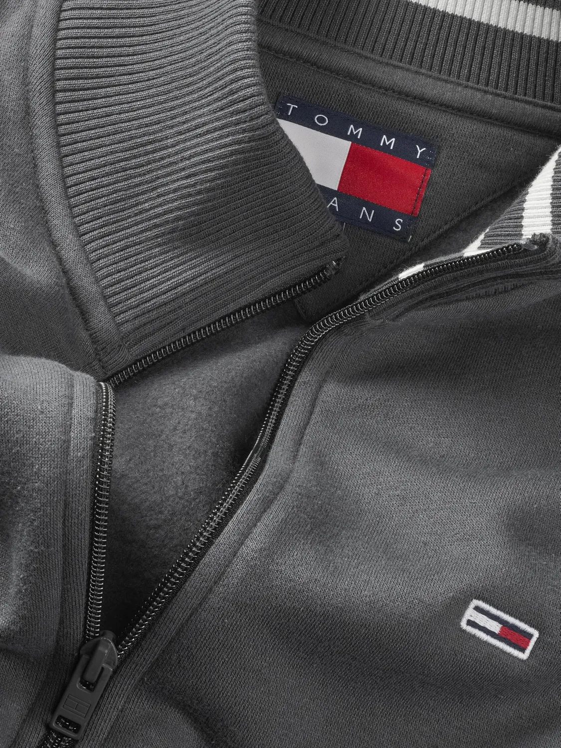 Tommy Jeans Fleece Zip Thru Sweatjacke Washed Black Regular