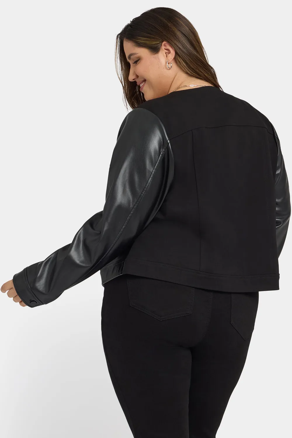 NYDJ Vanessa Jacke Plus Size Schwarz Kunstleder