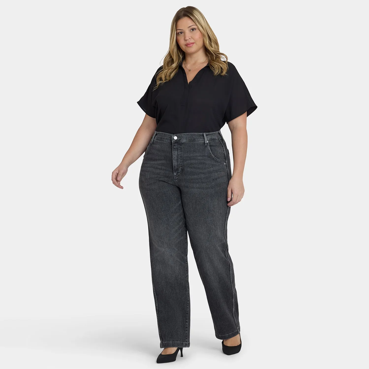 NYDJ Brooke Loose Straight Plus Jeans Vintage Noir