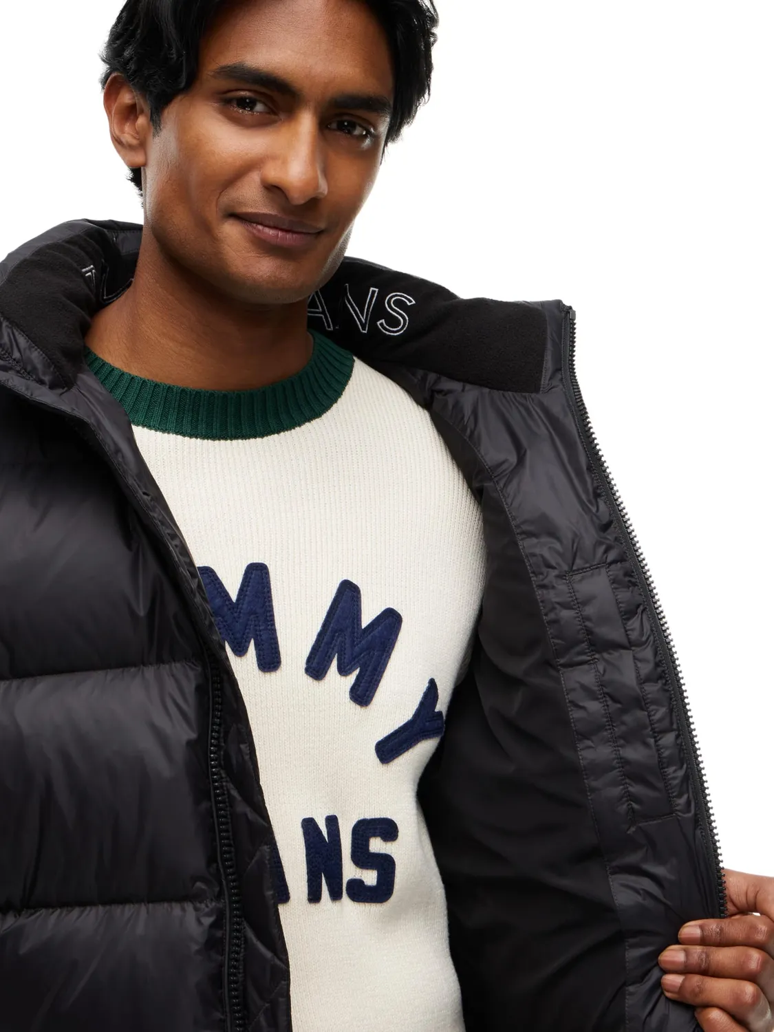 Tommy Jeans Essential Down Vest Herren Weste Schwarz Kapuze