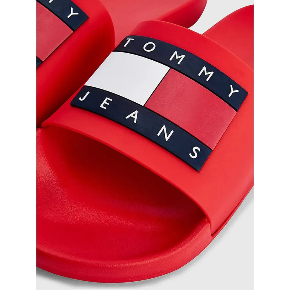 Tommy Jeans Pool Slide Herren Badelatschen Rot Gr. 40