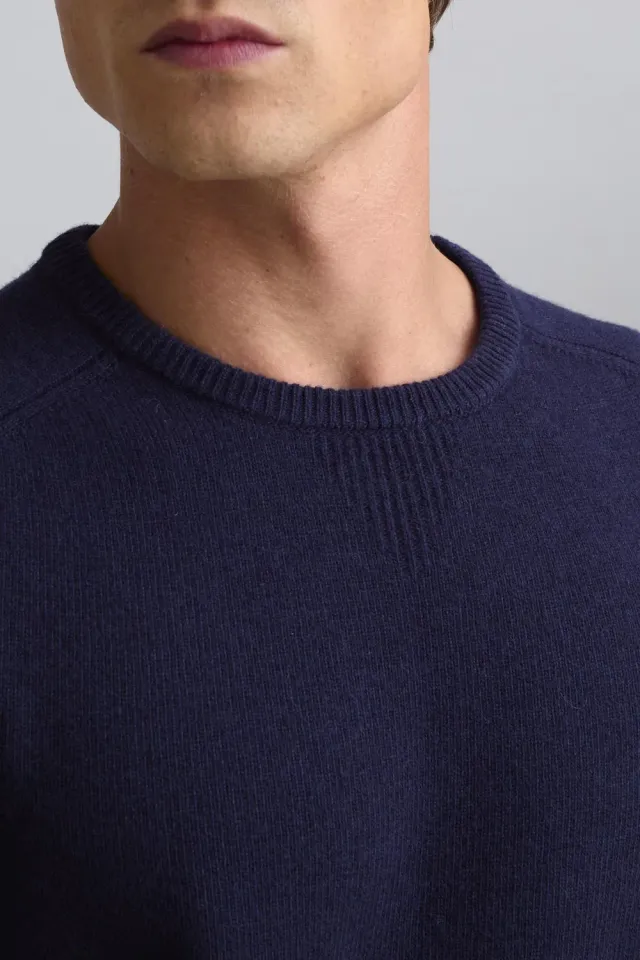 Jeckerson Raglan Rundhals Pullover Dunkelblau Wolle