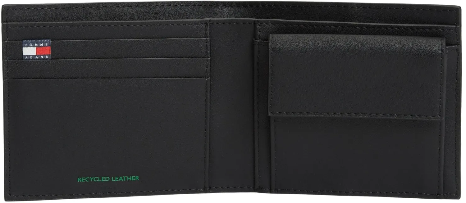 Tommy Jeans Heritage Leather Geldbeutel schwarz Leder Münzfach