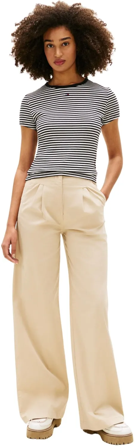 Tommy Jeans Essential Rib Slim Fit T-Shirt L Dunkelrot