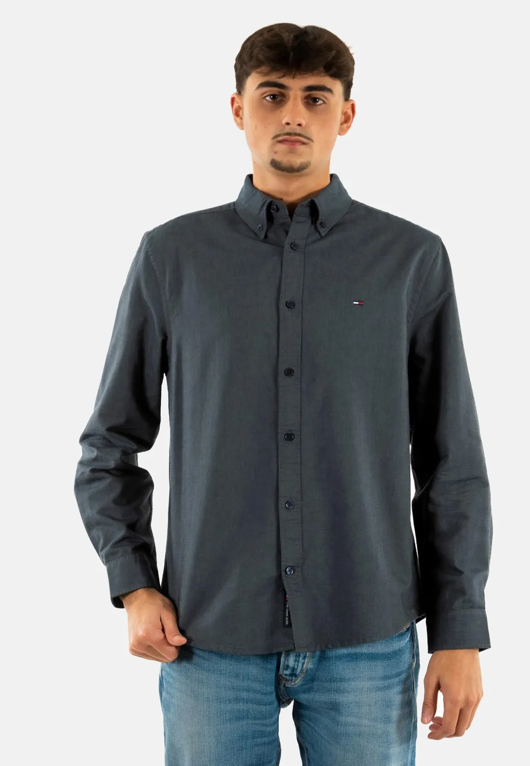 Tommy Jeans L/S Langarmshirt Herren L Blau Langarm Regular