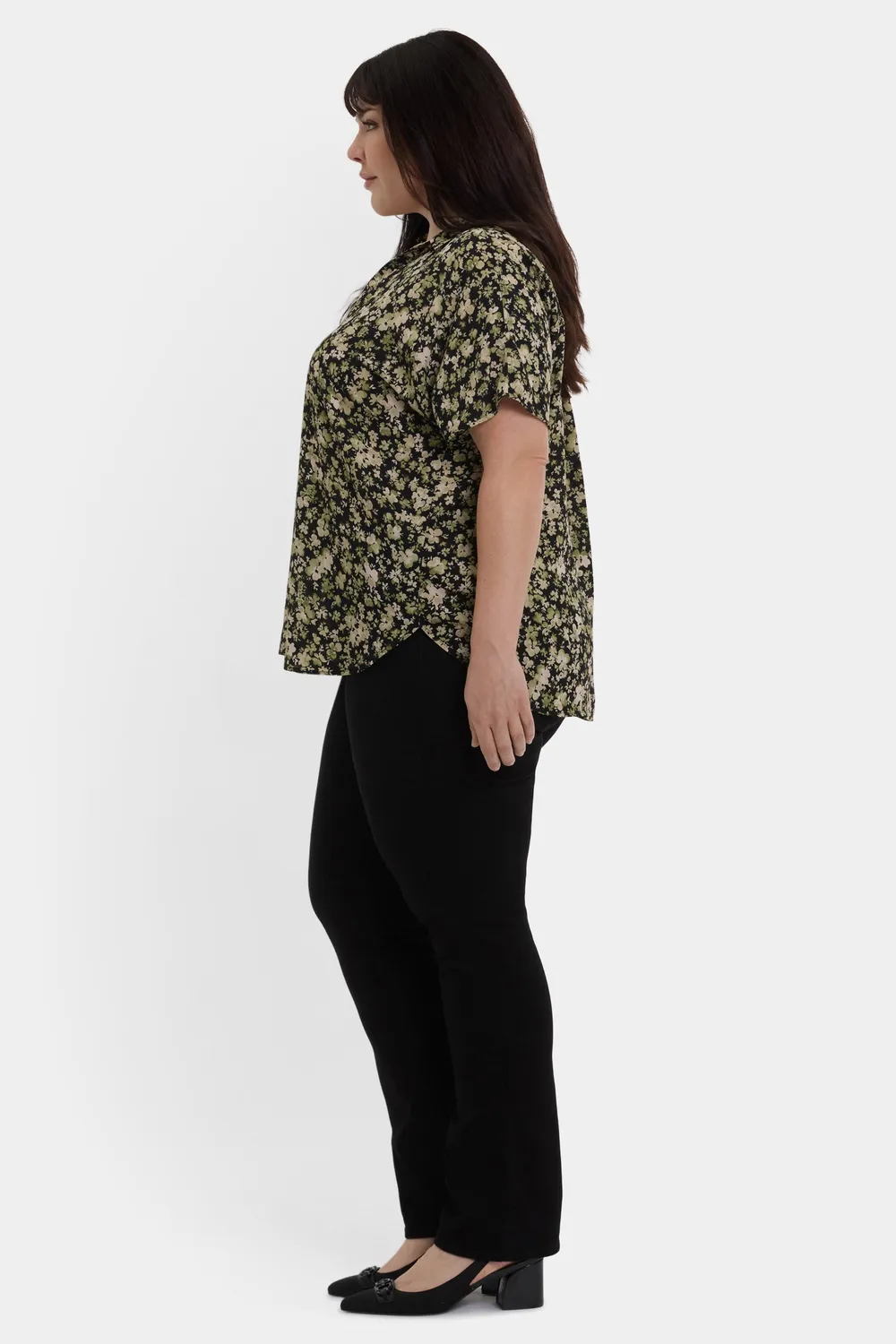 NYDJ Becky Kurzarm Bluse Plus Size Granada Garden leicht