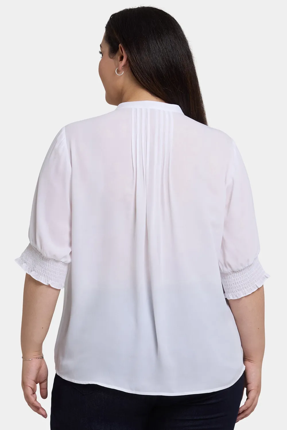 NYDJ Plissee Kurzarm Bluse Plus Size Optic White