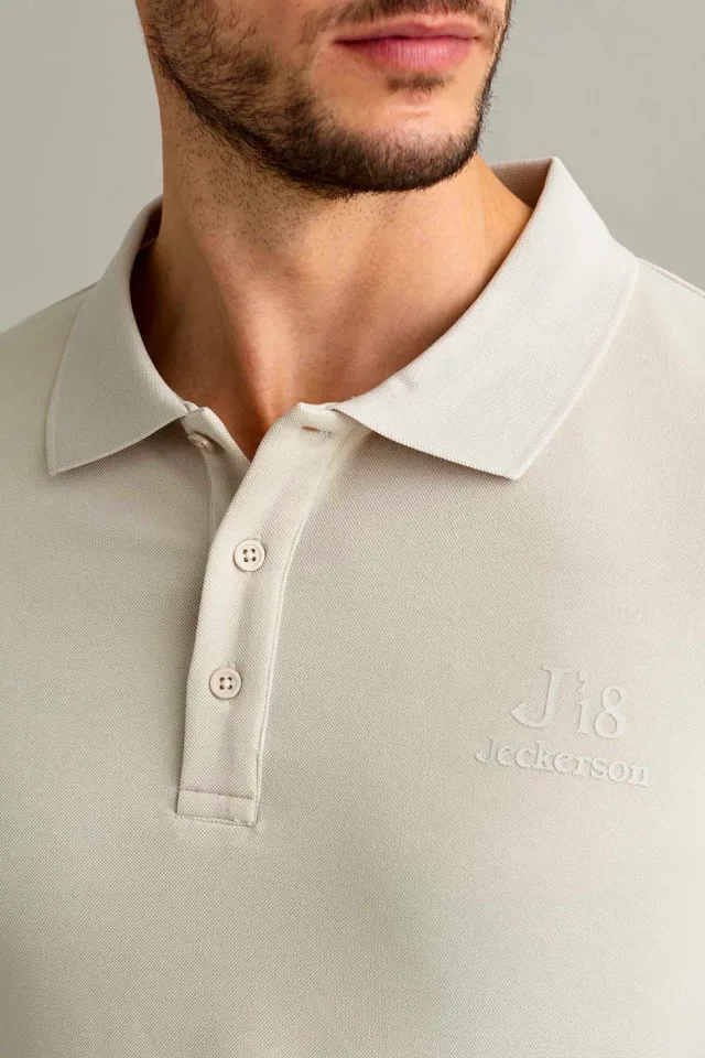 Jeckerson J18 Polo hellbeige Kurzarm Piqué