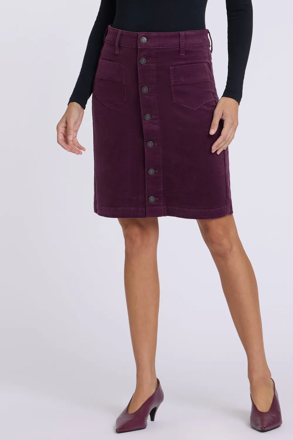 NYDJ Button Front Mauve Wine Rock Cord Knielang
