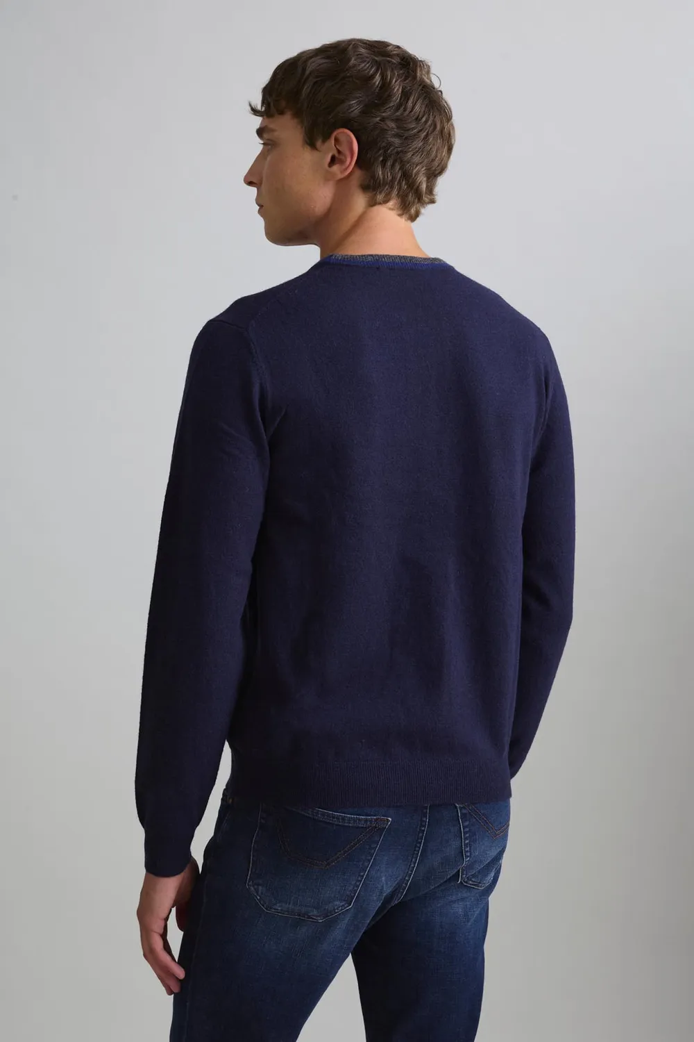 Jeckerson Girocollo Pullover dunkelblau Wolle cardato