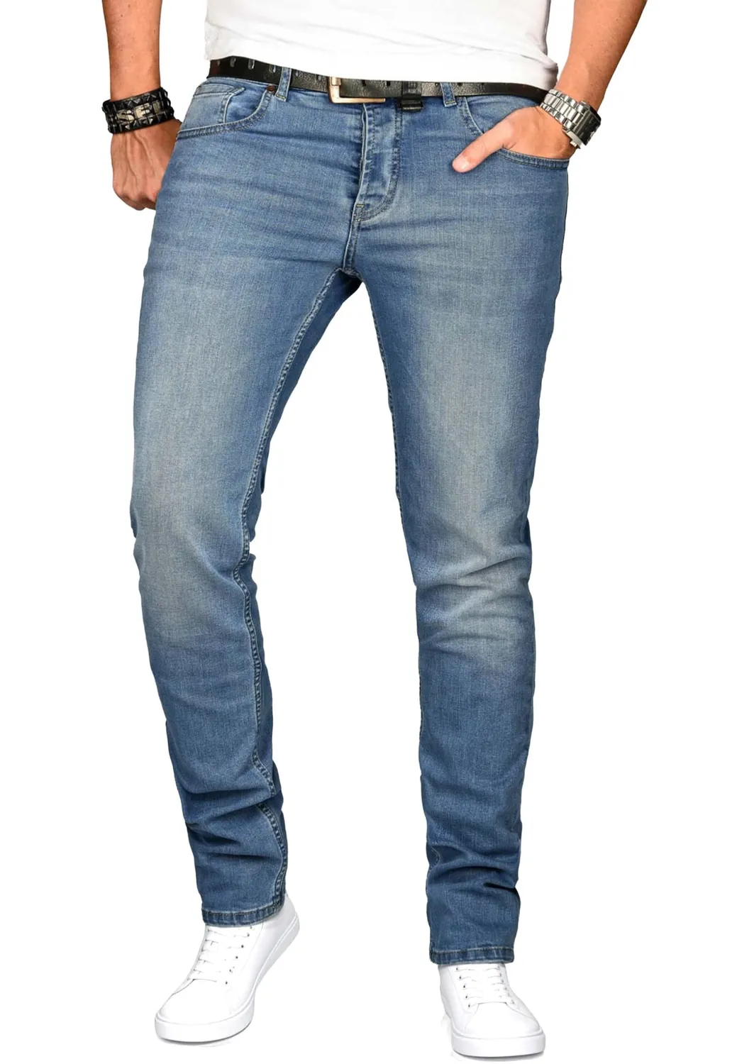 Alessandro Salvarini Slim Fit Stretch-Jeans Blau Washed